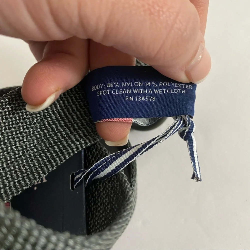 Men’s Vineyard Vines NWT Textured Webbing D-Ring On The Go Belt‎ In Gray